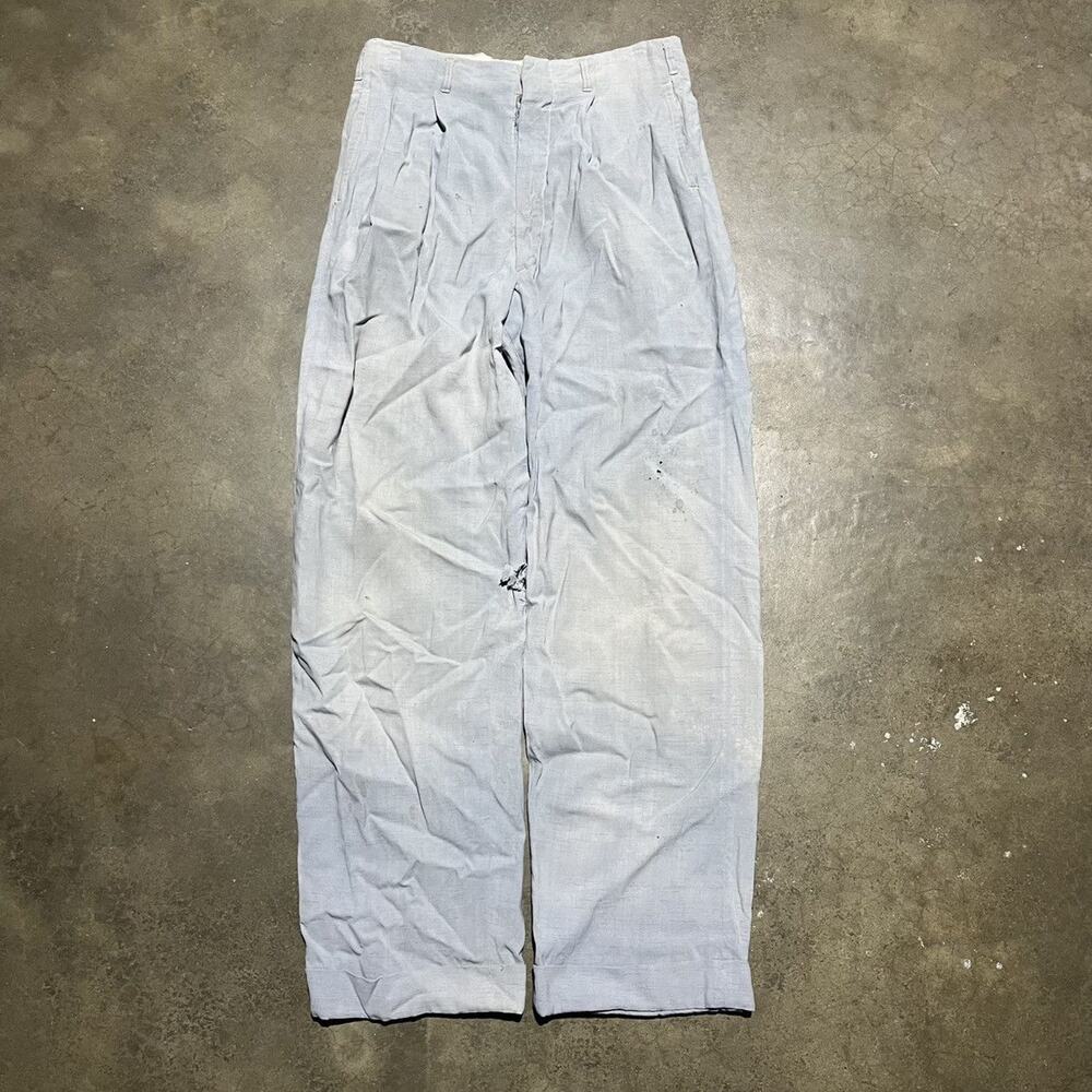 Vintage 40s 50s Blue Fleck Pattern Gabardine Pants 27x28